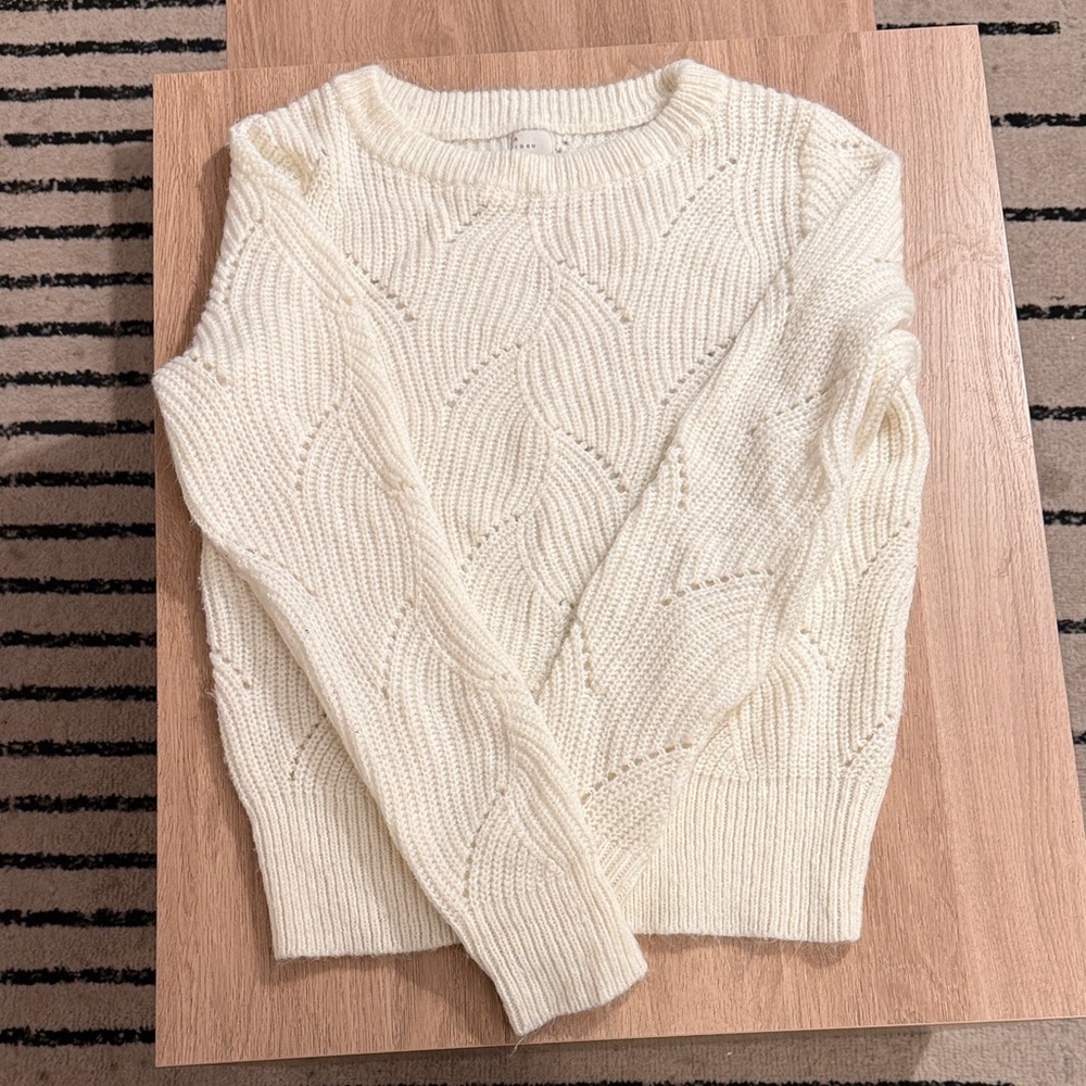 a new day Cream Cable-Knit Crew Sweater